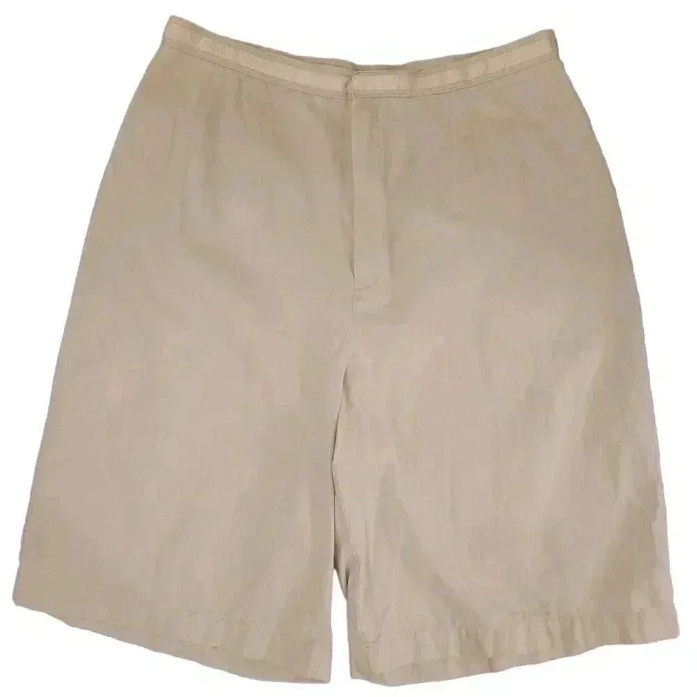 Lands' End Women's Ivory 100% Cotton High Waist Shorts - Picture 5 of 8